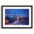 Colorful abstract art print of Salt Lake City, featuring vibrant hues on textured canvas, framed in black.