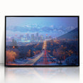 Large abstract wall art featuring Salt Lake City in muted gray and blue tones on a framed acrylic print.