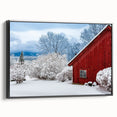Black and white wall art featuring a vintage landscape of Vermont on a framed canvas, ideal for bedroom decor.