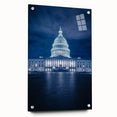 Acrylic print of the Washington DC Capitol in muted gray tones, ideal for dining room decor.