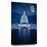Acrylic print of Washington D.C. Capitol with muted green and beige tones, ideal for bedroom or dining room art.