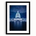 Abstract art print of Washington DC Capitol in colorful, textured style on extra large framed canvas.