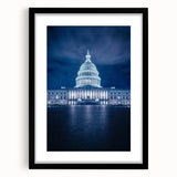 Abstract art print of Washington DC Capitol in colorful, textured style on extra large framed canvas.