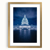 Extra large wall art of the Washington D.C. Capitol in muted tones on a textured canvas, ideal for living room decor.