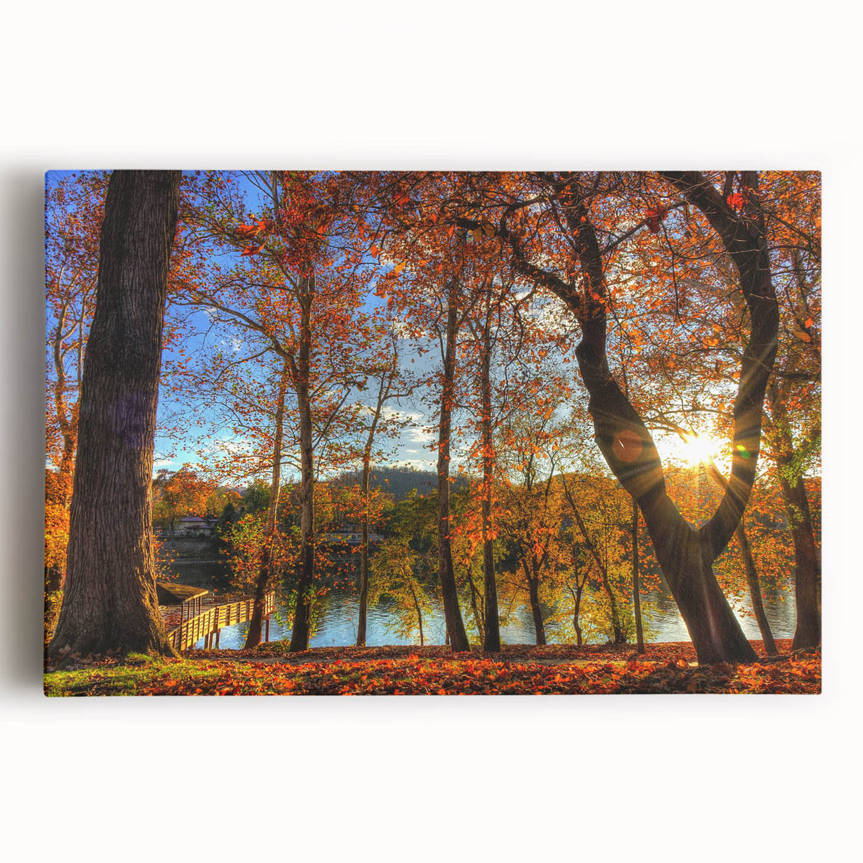 Black and white stretched canvas featuring a serene West Virginia landscape, ideal for kitchen wall art.