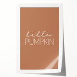 Rolled canvas print featuring a large-scale autumnal floral design in warm orange and red tones.