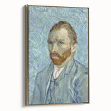 Side view of a framed canvas featuring a Van Gogh landscape painting in muted earth tones, ideal for bedroom wall art.
