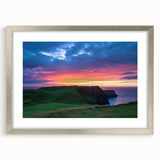 Framed landscape artwork showcasing majestic cliffs in a silver mat, perfect for home decor. Ideal for those seeking nature-inspired wall art to elevate their space.