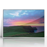 Framed acrylic artwork showcasing a stunning landscape with cliffs, featuring vibrant colors and intricate details, perfect for enhancing modern home decor.