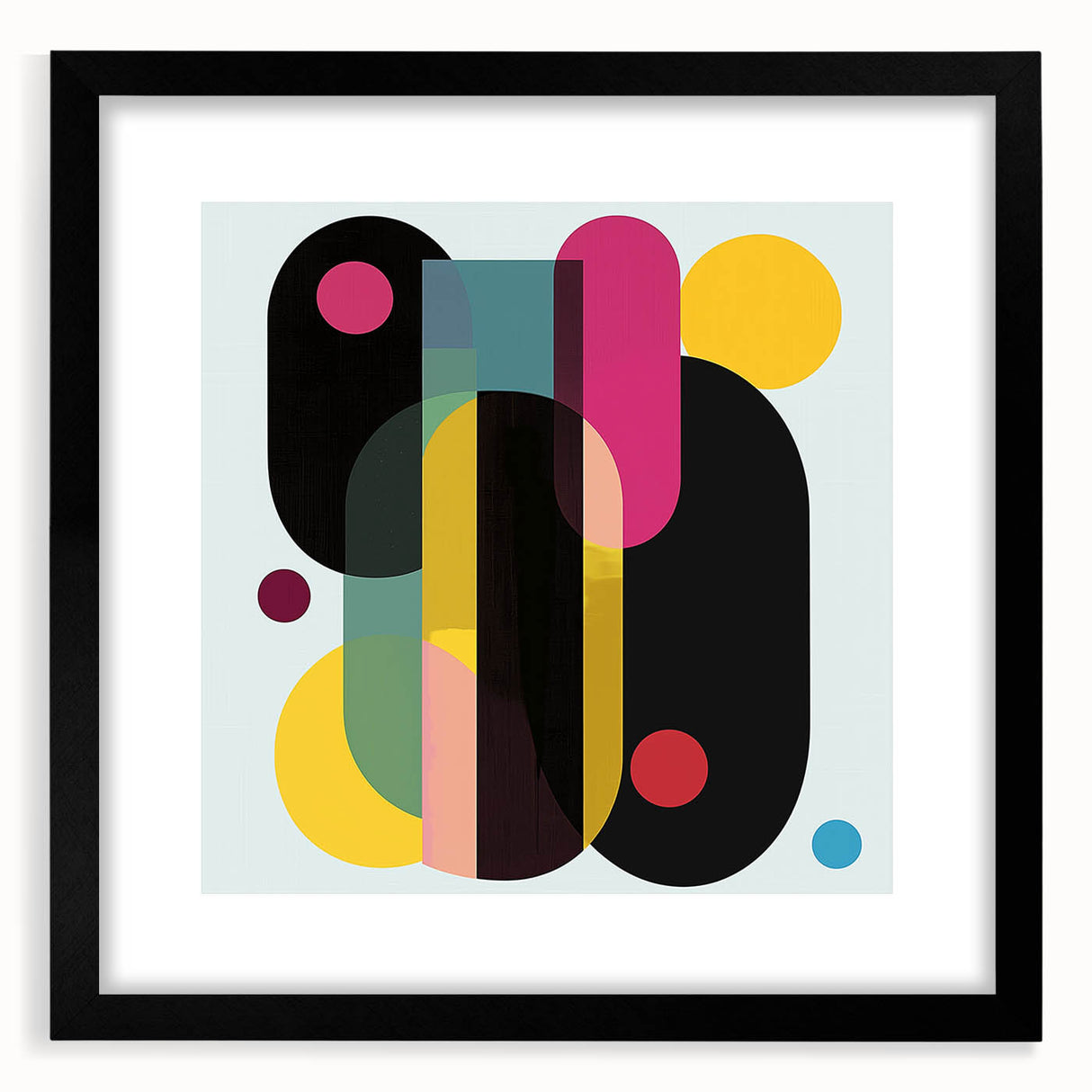 Abstract geometric frame design in matte black, showcasing a modern aesthetic with sharp angles and clean lines, ideal for contemporary decor and artwork display.