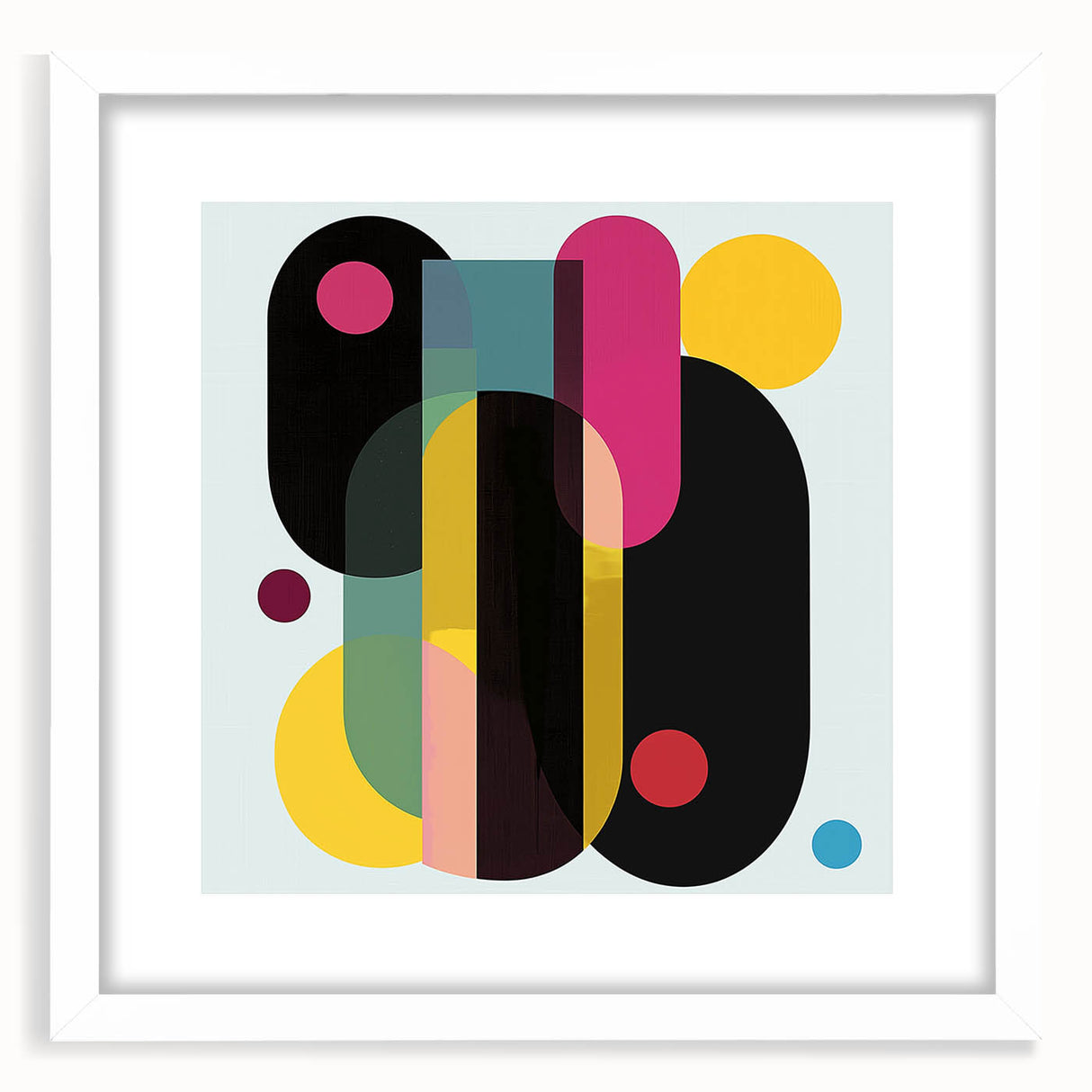 Abstract geometric frame with a white mat, showcasing a modern design. The frame is displayed from the front, highlighting its clean lines and minimalistic aesthetic, perfect for contemporary decor.