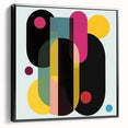 Abstract geometric framed canvas artwork showcasing a dynamic black design with sharp angles and vivid contrasts, perfect for modern home decor. Ideal for adding a contemporary touch to living spaces or offices.