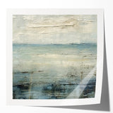 Abstract landscape wall art featuring vibrant colors and flowing shapes, designed for modern decor. This glossy print showcases a serene atmosphere, perfect for enhancing any living space.