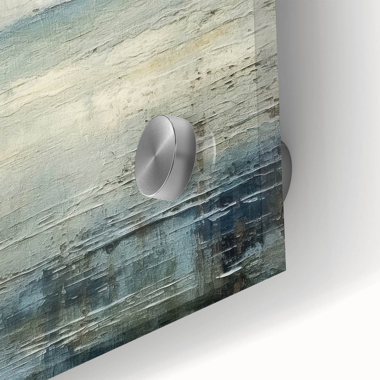 Close-up of vibrant abstract landscapes wall art design on acrylic glass, showcasing rich colors and intricate textures ideal for modern home decor.