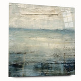 Abstract landscape wall art displayed in a sleek acrylic frame, showcasing vibrant colors and fluid lines, perfect for modern home decor. The side view highlights the depth and texture of the piece, making it an eye-catching focal point in any interior setting.