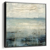 Framed canvas wall art showcasing an abstract landscape design with vibrant colors and textured details, featuring a sleek black frame and side view perspective. Ideal for modern home decor, this piece adds a contemporary touch to any room.