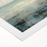 Colorful abstract landscape wall art on rolled canvas showcasing vibrant hues of blue, orange, and green, ideal for modern home decor. Packaged securely for delivery.