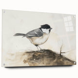 Colorful acrylic glass artwork depicting a whimsical animal design, featuring detailed illustrations and a side view showcasing mounting pins for easy display.
