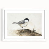 Framed artwork featuring a whimsical animal design with a white mat, showcased in a modern, minimalist style, perfect for children's rooms or playful decor.