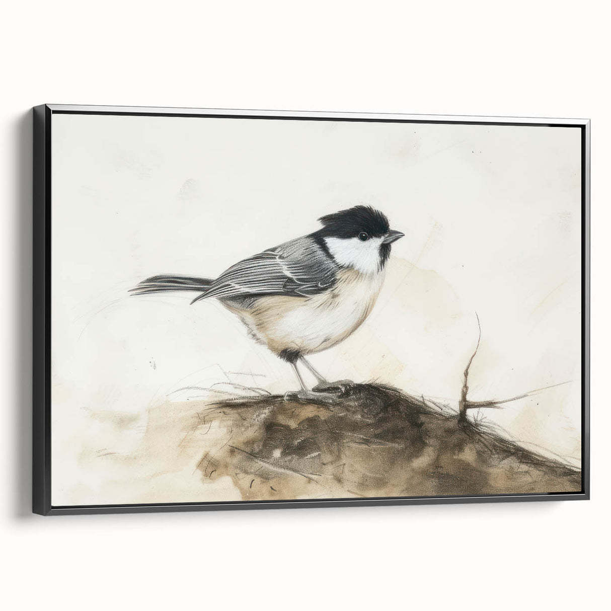 Framed canvas showcasing a vibrant animal design, featuring intricate details and a sleek black frame, perfect for enhancing modern home decor aesthetics.