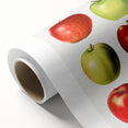 Art Deco style poster featuring an array of fruits in vibrant colors on rolled canvas, suitable for nursery wall art.