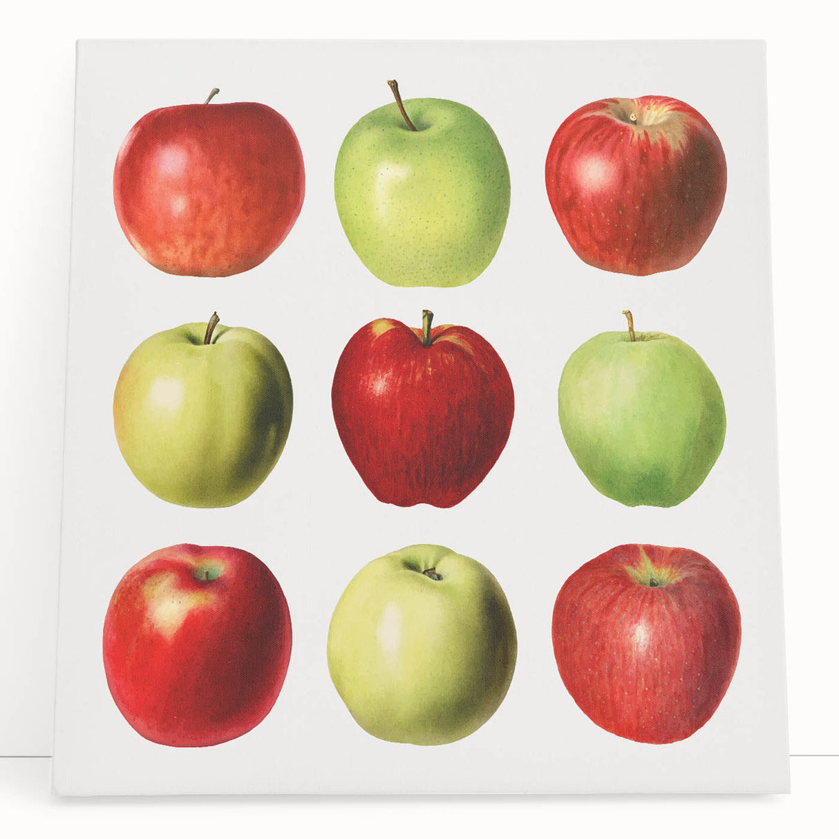 Large black and white canvas featuring assorted fruits, ideal for kitchen wall art.