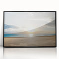 Framed acrylic artwork showcasing a serene beach landscape with vibrant colors and intricate detailing, set in a sleek black frame, perfect for enhancing any coastal-themed decor.