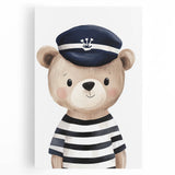 Boys Room Wall Art - Sailor Bear Kids Wall Art for Nursery