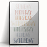 Days of the Week Kids Educational Wall Art - Learning Poster for Classrooms