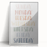 Days of the Week Kids Educational Wall Art - Learning Poster for Classrooms