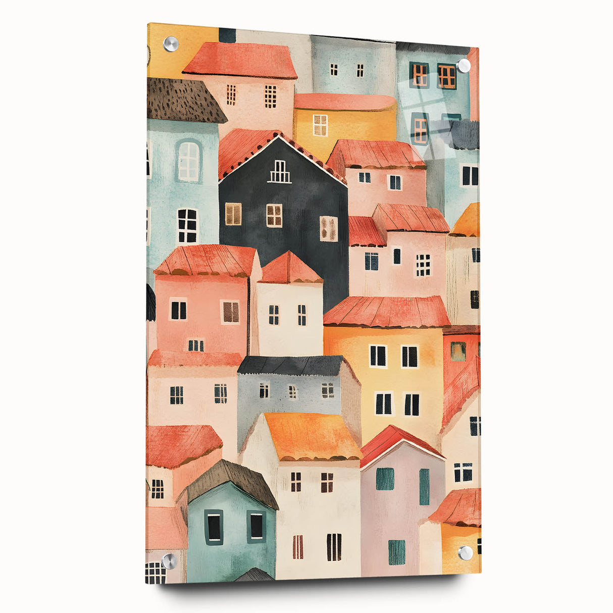 Colorful Village Nursery Wall Art – Kids Room & Baby Decor