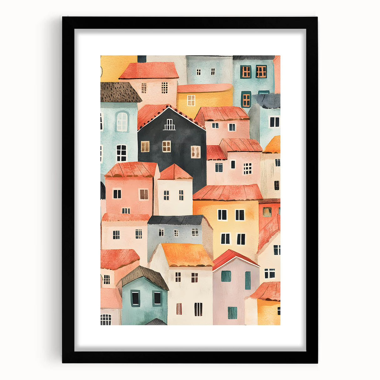 Colorful Village Nursery Wall Art – Kids Room & Baby Decor