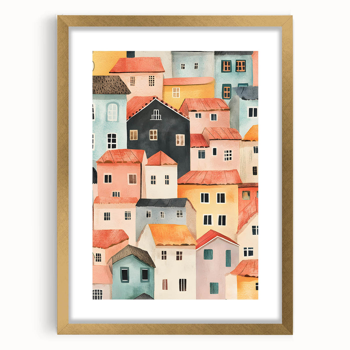 Colorful Village Nursery Wall Art – Kids Room & Baby Decor