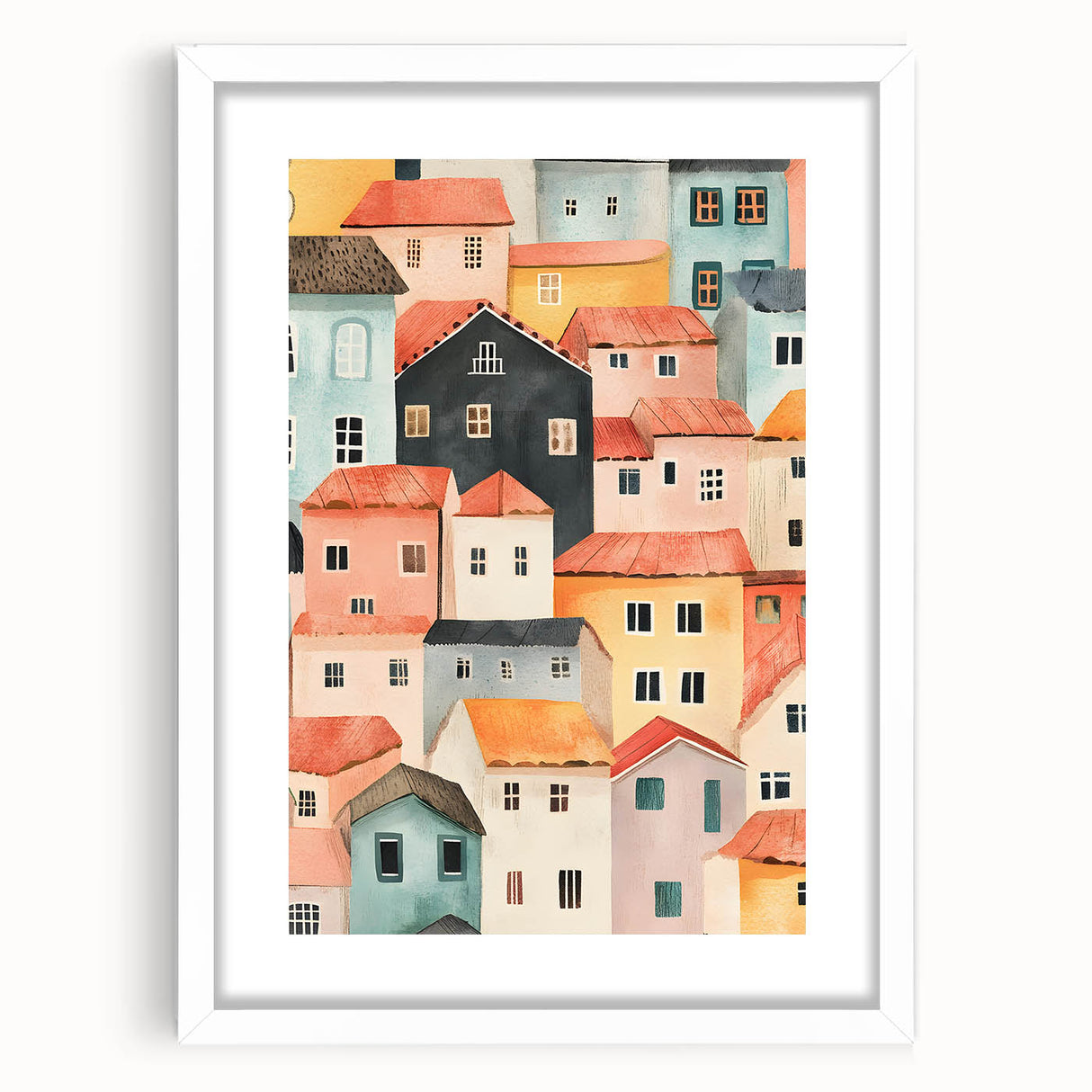 Colorful Village Nursery Wall Art – Kids Room & Baby Decor