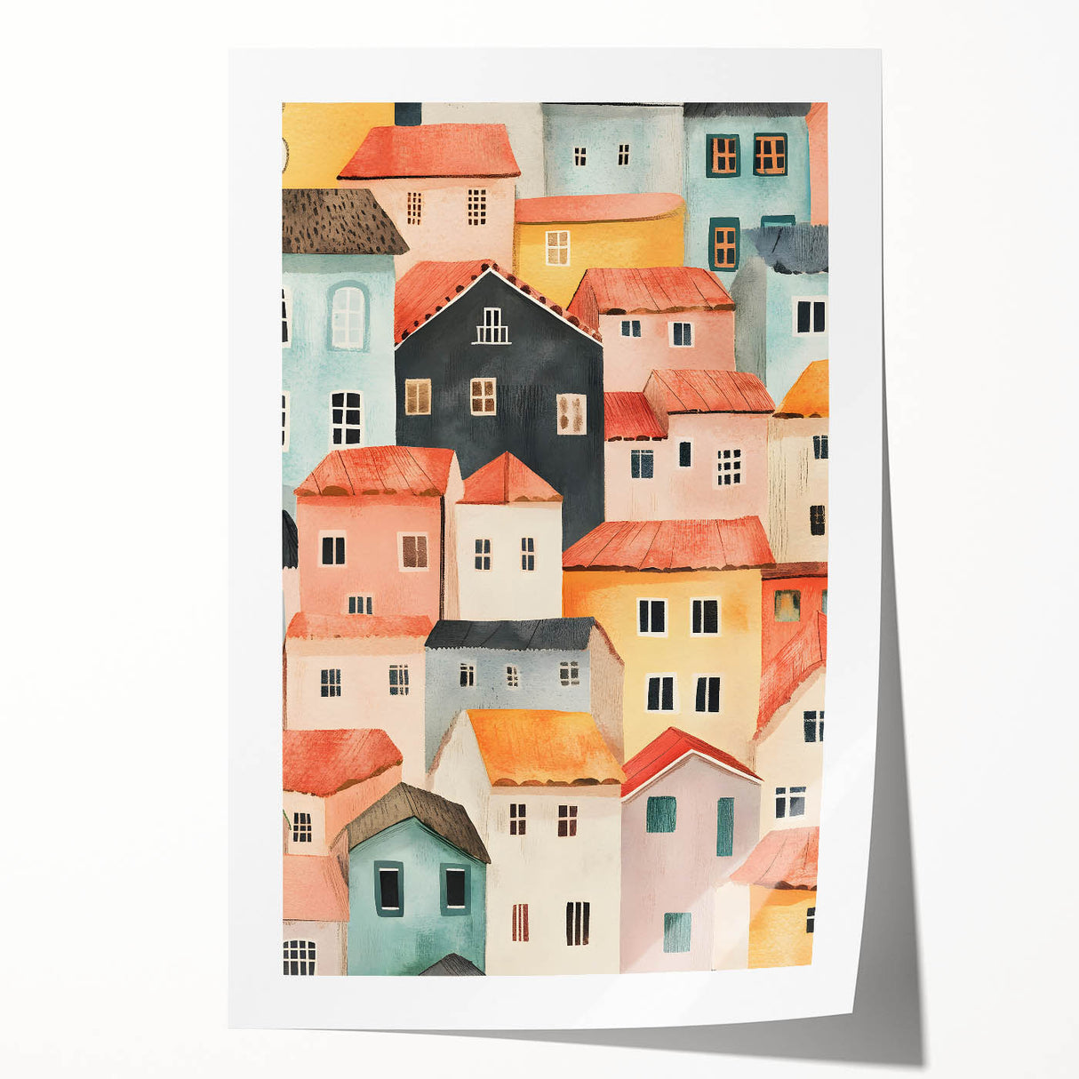 Colorful Village Nursery Wall Art – Kids Room & Baby Decor