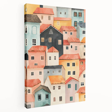 Colorful Village Nursery Wall Art – Kids Room & Baby Decor