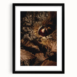 Extra large abstract art print featuring textured fall colors in a black frame, ideal for living room decor.