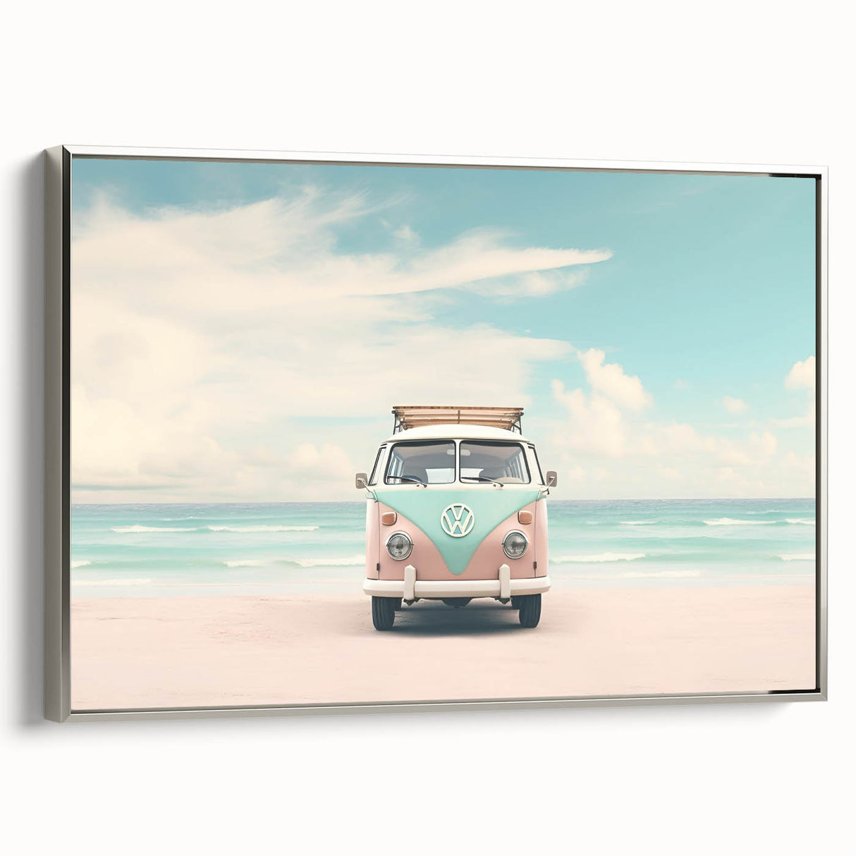 Landscape art painting featuring a colorful summer scene on a framed canvas, ideal for brightening a living room.