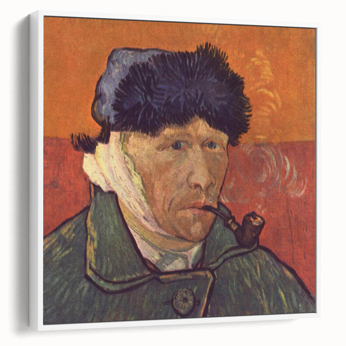 Vintage poster art of Van Gogh's painting on a large framed canvas, featuring a colorful palette.