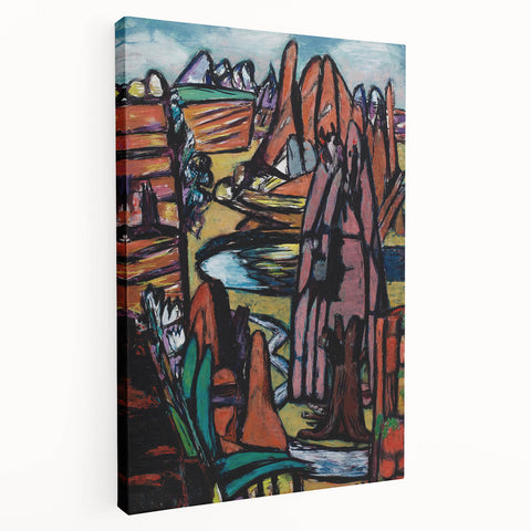 Modern Abstract Landscape Art - Bold Rocky Terrain Composition