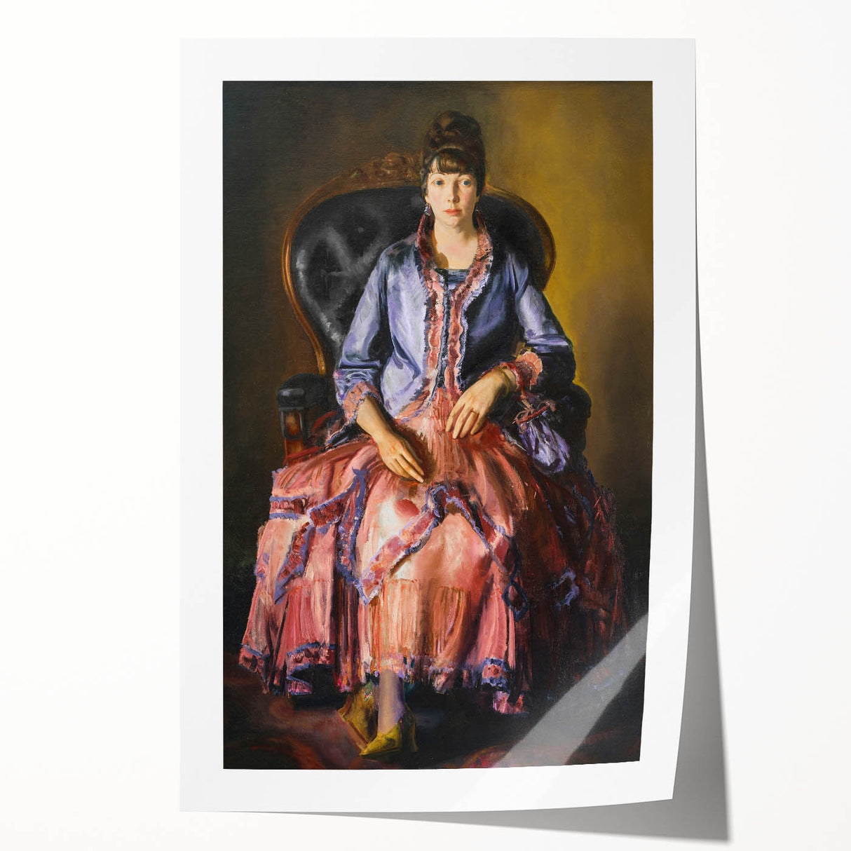 Modern Figurative Art - Elegant Woman in Purple and Pink Dress
