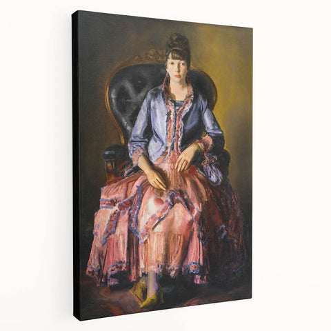 Modern Figurative Art - Elegant Woman in Purple and Pink Dress