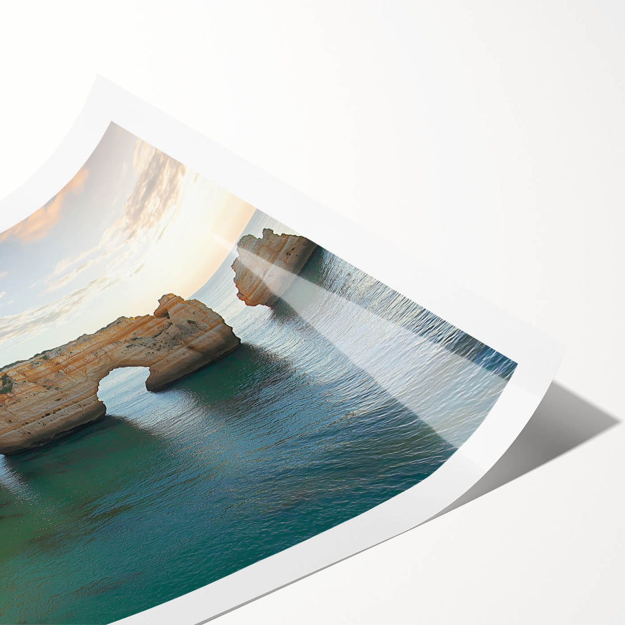 Stunning rolled print showcasing dramatic cliffs and a vibrant landscape, crafted on high-quality canvas, perfect for enhancing home decor with natural beauty.