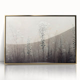Framed abstract floral wall art featuring intricate gold accents on a soft background, perfect for adding elegance to modern home decor. Ideal for living rooms or creative spaces.