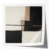 Abstract geometric wall art print mockup showcasing glossy textures and vibrant colors, ideal for modern home decor or artistic displays. Features sharp lines and dynamic shapes, enhancing contemporary aesthetics.
