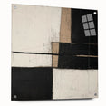 Abstract geometric acrylic glass artwork featuring vibrant colors and sharp angles, showcased from the side with decorative pins, perfect for modern decor.