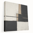 Abstract geometric stretched canvas artwork showcasing vibrant colors and unique shapes, displayed in a side view to highlight its depth and texture. Perfect for modern home decor.