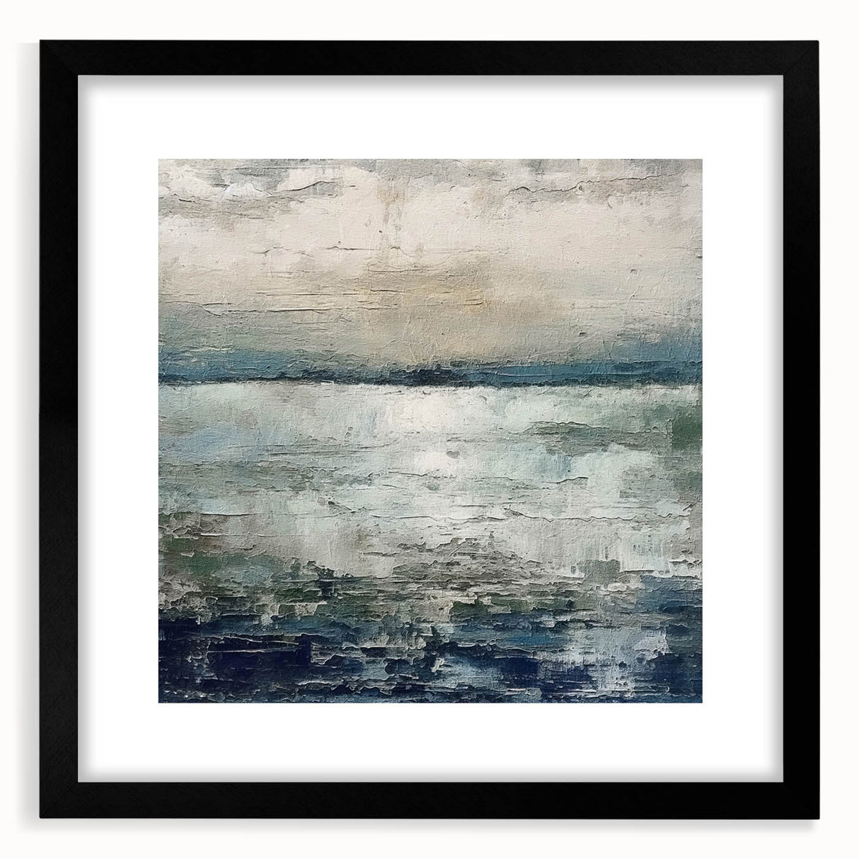 Abstract landscapes wall art in a sleek black frame with a mat, showcasing vibrant colors and intricate details, perfect for modern home decor.