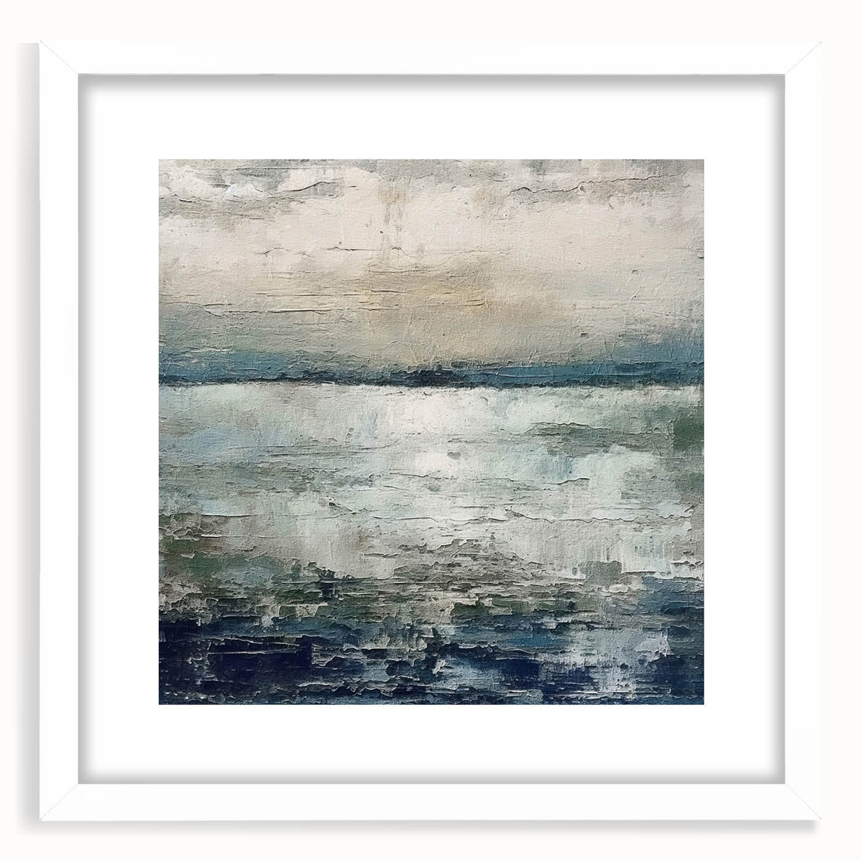 Abstract landscape wall art framed in white, showcasing vibrant colors and intricate patterns, perfect for modern home decor. Ideal for enhancing living spaces or offices.