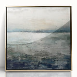 Framed abstract landscape wall art featuring a gold acrylic design, showcasing vibrant hues and intricate textures, ideal for modern home decor.